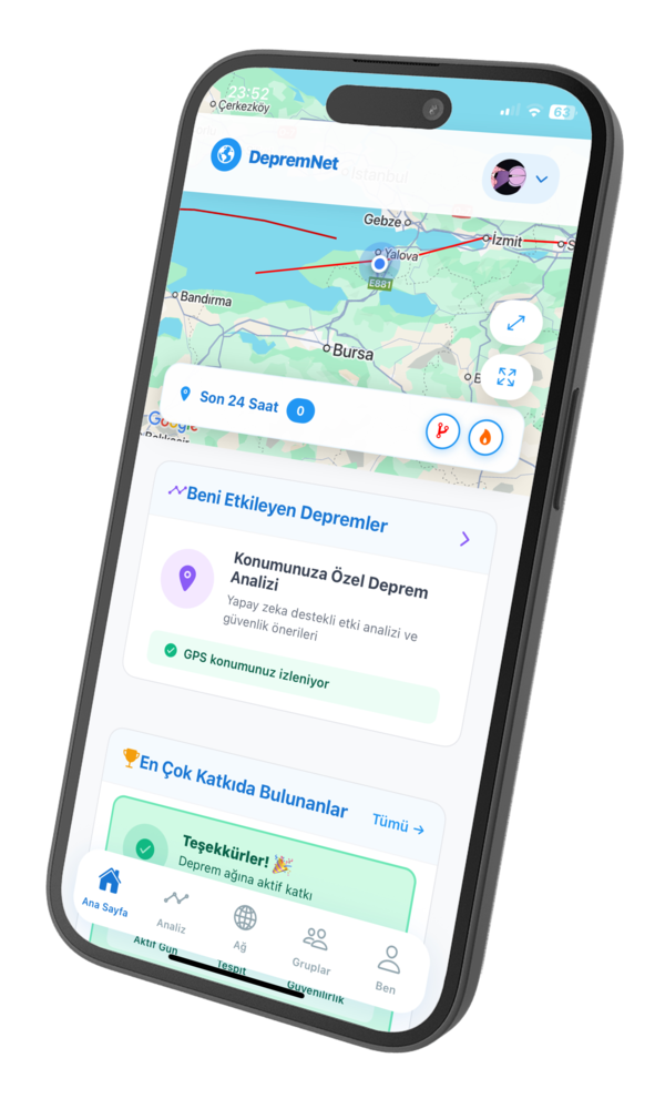 DepremNet Uygulama Ekranı
